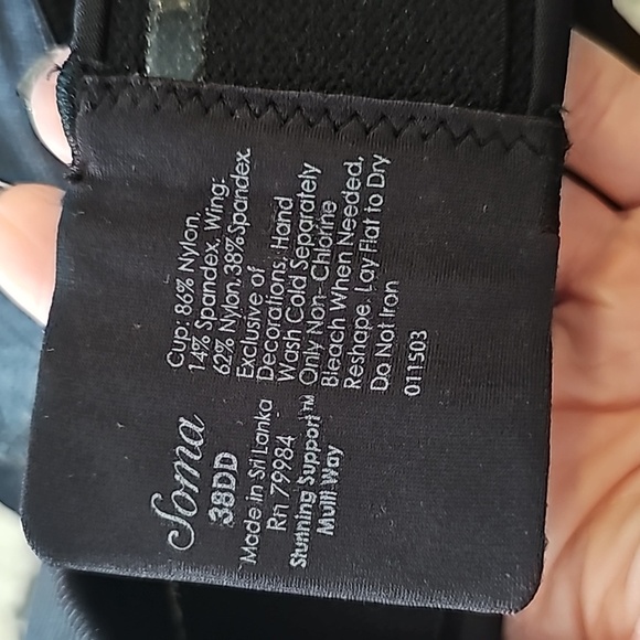 Soma Stunning support strapless bra sz 38 DD underwire black lace - Picture 4 of 4